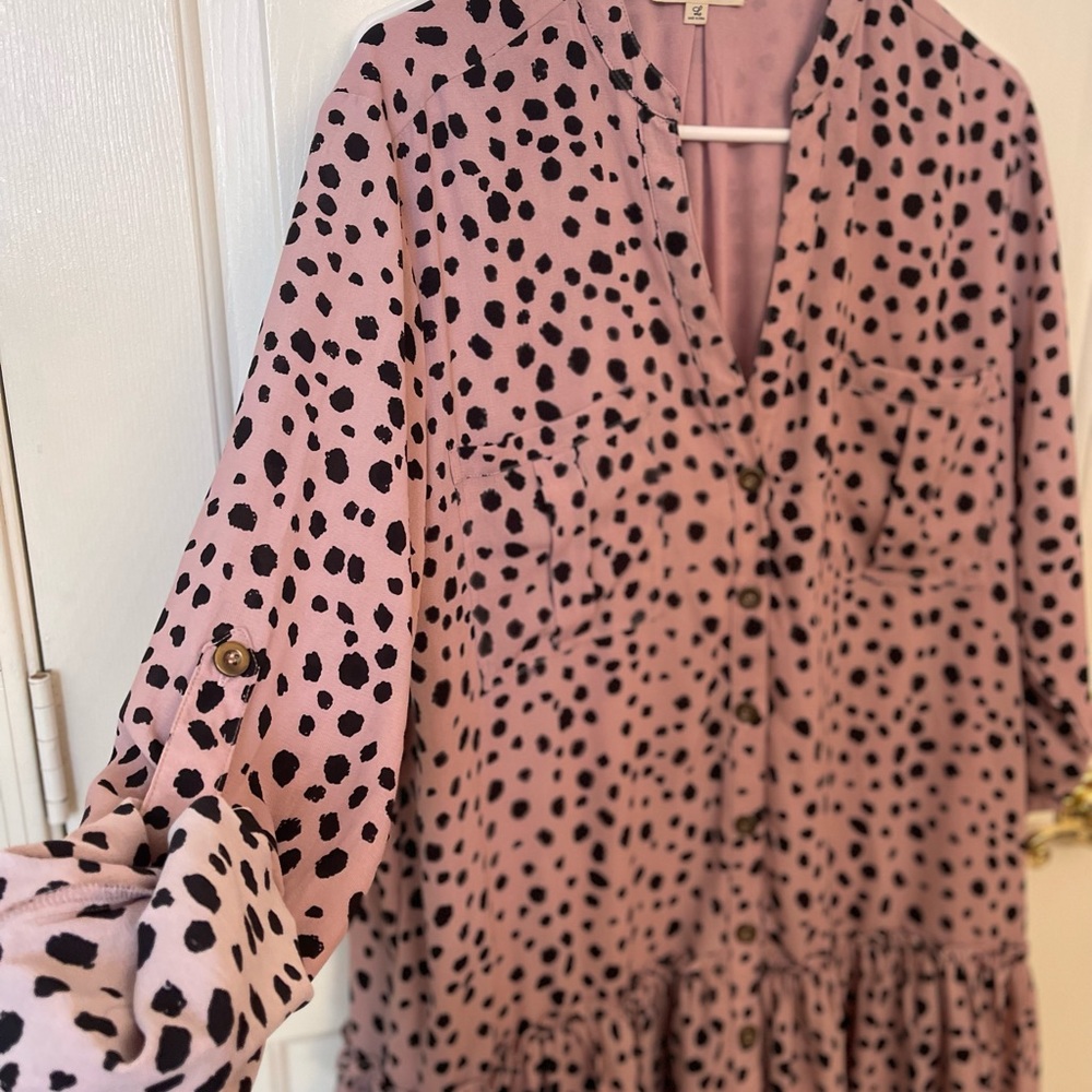 Pink & black size L spotted dress